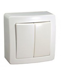 Interrupteur applique double V V blanc