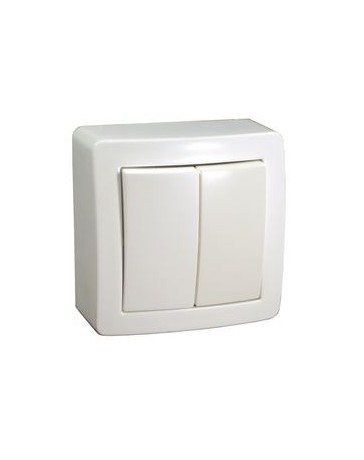 Interrupteur applique double V V blanc